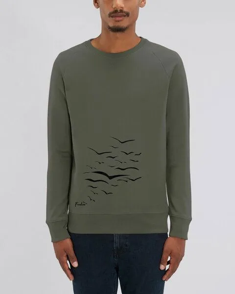Human Family Human Family Bio Herren Sweatshirt "Practice - Free Birds" in 5 Farben, Khaki, – Produktbild 1 von 4