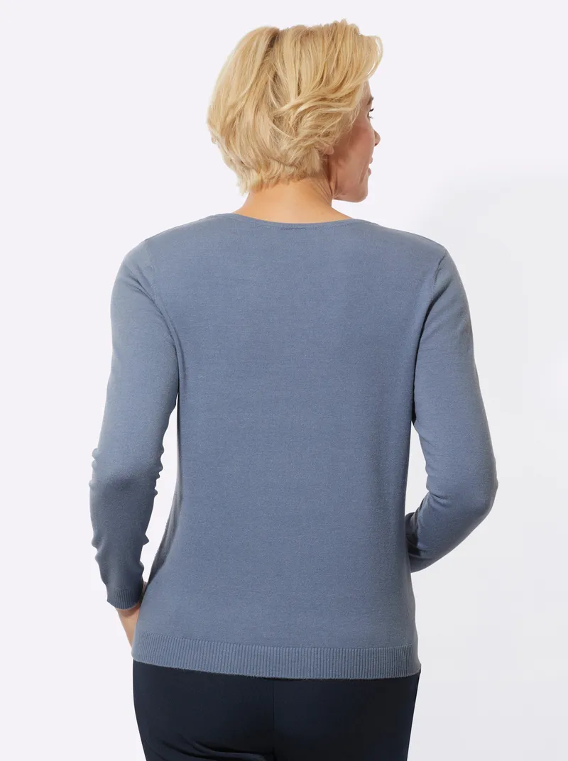 Witt V-Ausschnitt-Pullover taubenblau, Taubenblau, – Produktbild 2 von 2