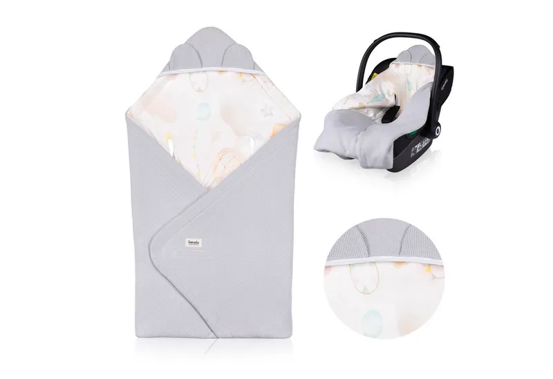 Lionelo Kinderdecke TRAVEL SWADDLE BLANKET, lionelo, Hypoallergene Materialien/Bambus und Baumwolle/TOG 2,5, Grau, – Produktbild 1 von 5