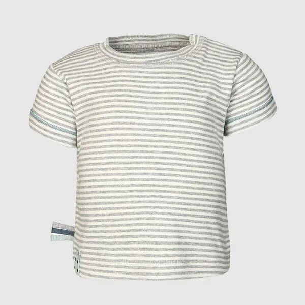 OrganicEra Baby S/S T-shirt Gestreift 'OrganicEra' aus Bio-Baumwolle, Grey melange (grau), – Produktbild 3 von 4