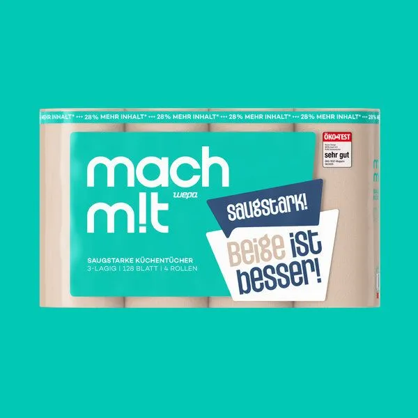 mach m!t mach m!t Küchenrolle - 128 Halbblatt pro Rolle - PURE – Produktbild 1 von 7