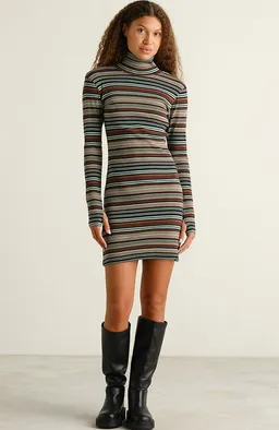 Dedicated DEDICATED Damen vegan Kleid Lunsen Stripe In Grün – Produktbild 1 von 1