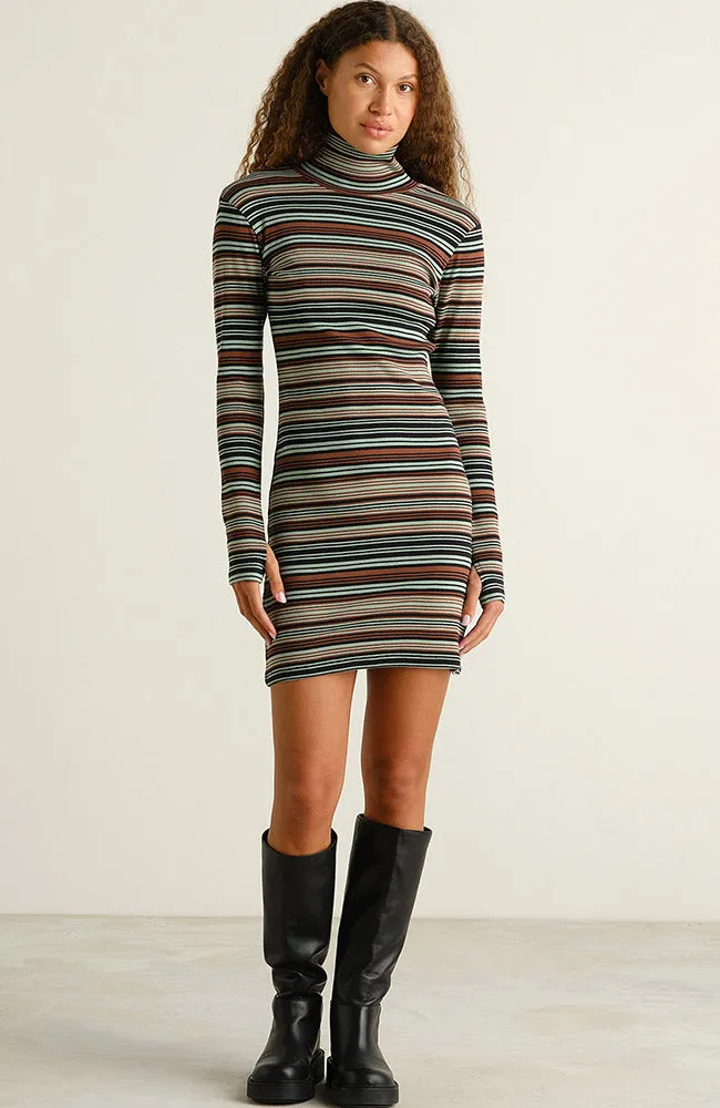 Dedicated DEDICATED Damen vegan Kleid Lunsen Stripe In Grün, Hellgrün, – Produktbild 1 von 2