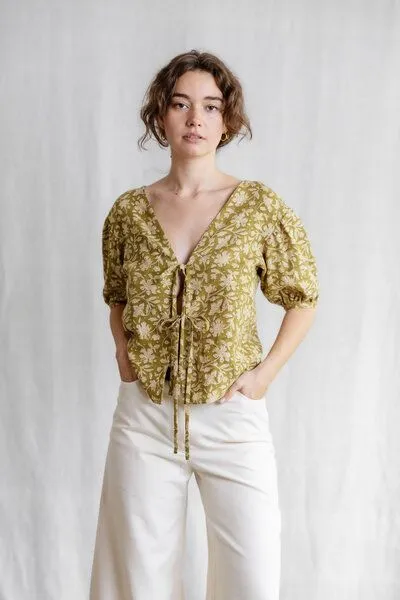 Jyoti - Fair Works Jyoti - Fair Works Hanf/ Tencel Bluse Kalira Blockprint – Produktbild 1 von 4