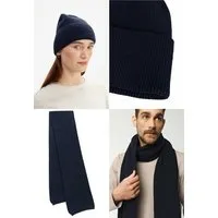 MELA MELA Bundle Strickmütze KALI + Rippstrick Schal NAGNA, Navy, – Produktbild 1 von 1