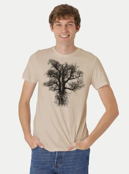 Peaces.bio - handbedruckte Biomode Peaces.bio - handbedruckte Biomode Bio-Herren-T-Shirt Chestnut, Sand, – Produktbild 2 von 3