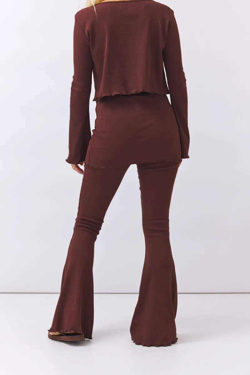 Baìge the Label Baìge the Label Damen vegan Hose Ausgestellter Rock Batari, Dunkelbraun, – Produktbild 2 von 2