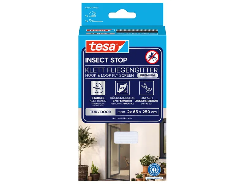 Tesa tesa Fliegengitter "Premium" für Türe 2 x 65 x 250 cm, weiß – Produktbild 1 von 1