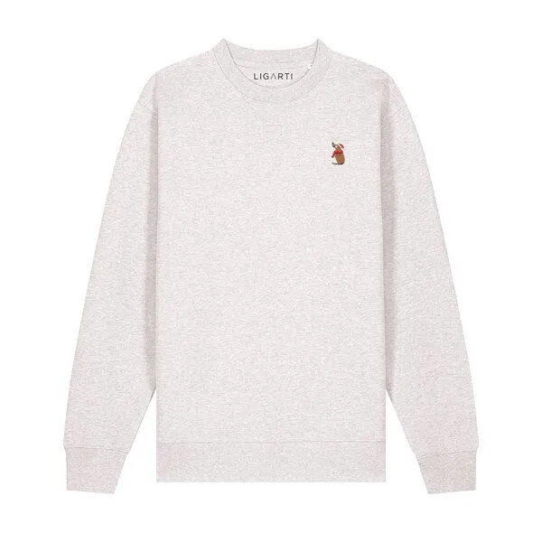 LIGARTI Bestickter Pullover – Thomas der Weihnachtshund – LIGARTI Tiermanufaktur, Hellgrau, – Produktbild 1 von 3