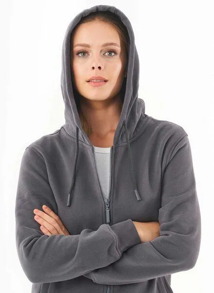 ORGANICATION ORGANICATION Soft Touch Zip-Hoodie aus Bio-Baumwolle, Grau(asphalt), – Produktbild 4 von 4