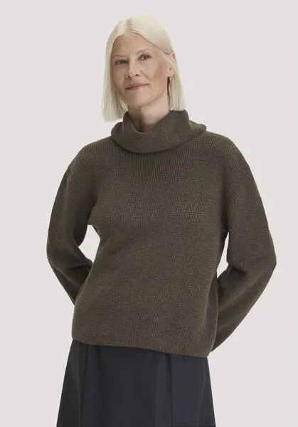 hessnatur hessnatur Strickpullover Relaxed aus reiner Bio-Baumwolle, Vintage oliv, – Produktbild 1 von 4
