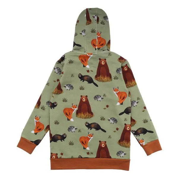 Walkiddy Kinder Sweatjacke GOTS zertifiziert Bio-Baumwolle, Grün, Waldmuster, Walkiddy – Produktbild 2 von 2
