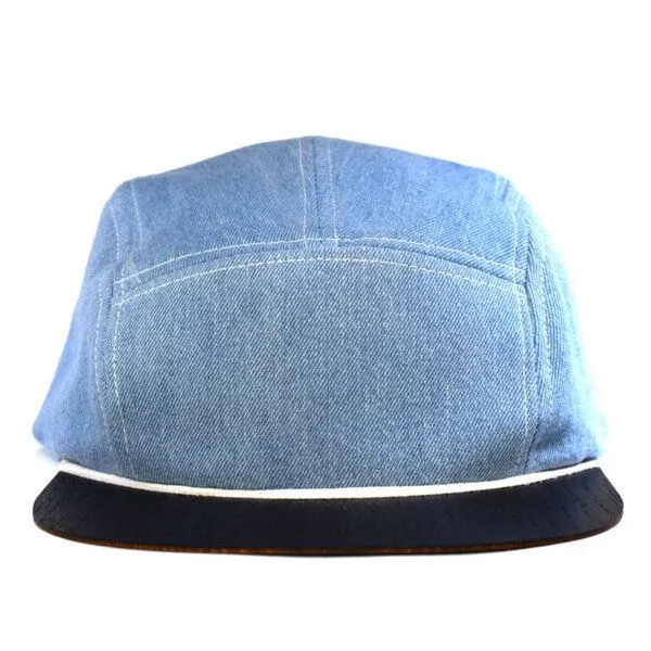 Lou-i Lou-i Jeans-Cap mit edlem Holzschild - Made in Germany - Denim Snapback, Dunkelblau, – Produktbild 1 von 4