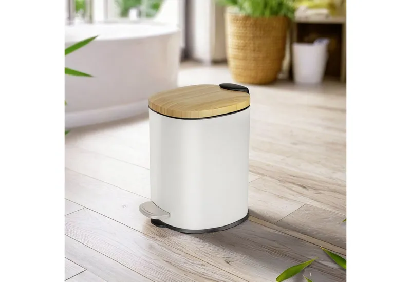Wenko Wenko Kosmetikeimer Fianema, fürs Badezimmer, Easy-Close-Mechanik, Inneneimer: 3 L, Weiß, – Produktbild 5 von 5