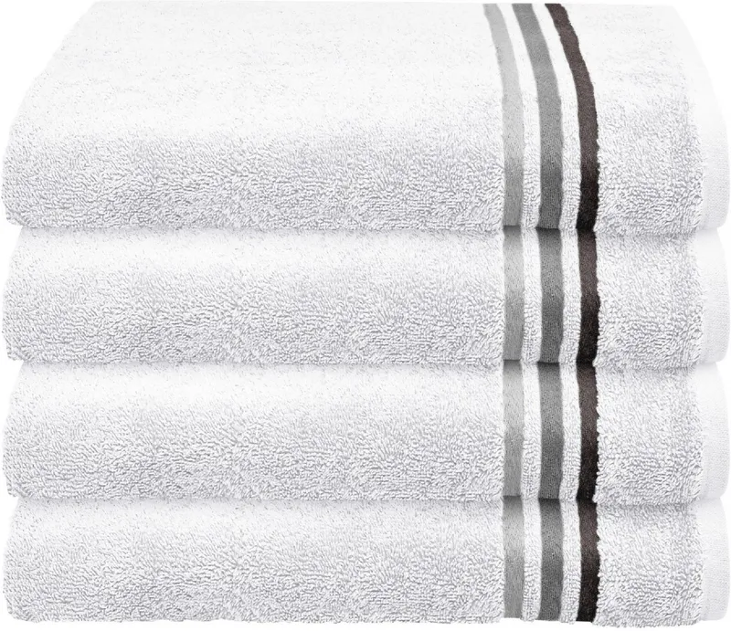 Schiesser Schiesser Handtücher Skyline Color aus 100 % Baumwolle mit eleganter Streifenbordüre, Frottier (Set, 4-St), OEKO-TEX® MADE IN GREEN, Weiß, – Produktbild 1 von 5