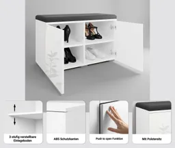 OTTO home Sitzbank Paris (inkl. Sitzkissen), moderne Truhenbank B/T/H 70x35x45, Flurbank mit Sitz aus Kunstleder – Produktbild 1 von 1
