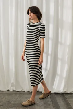 TWOTHIRDS TWOTHIRDS Damen vegan Kleid Cobh Black Stripes – Produktbild 1 von 1