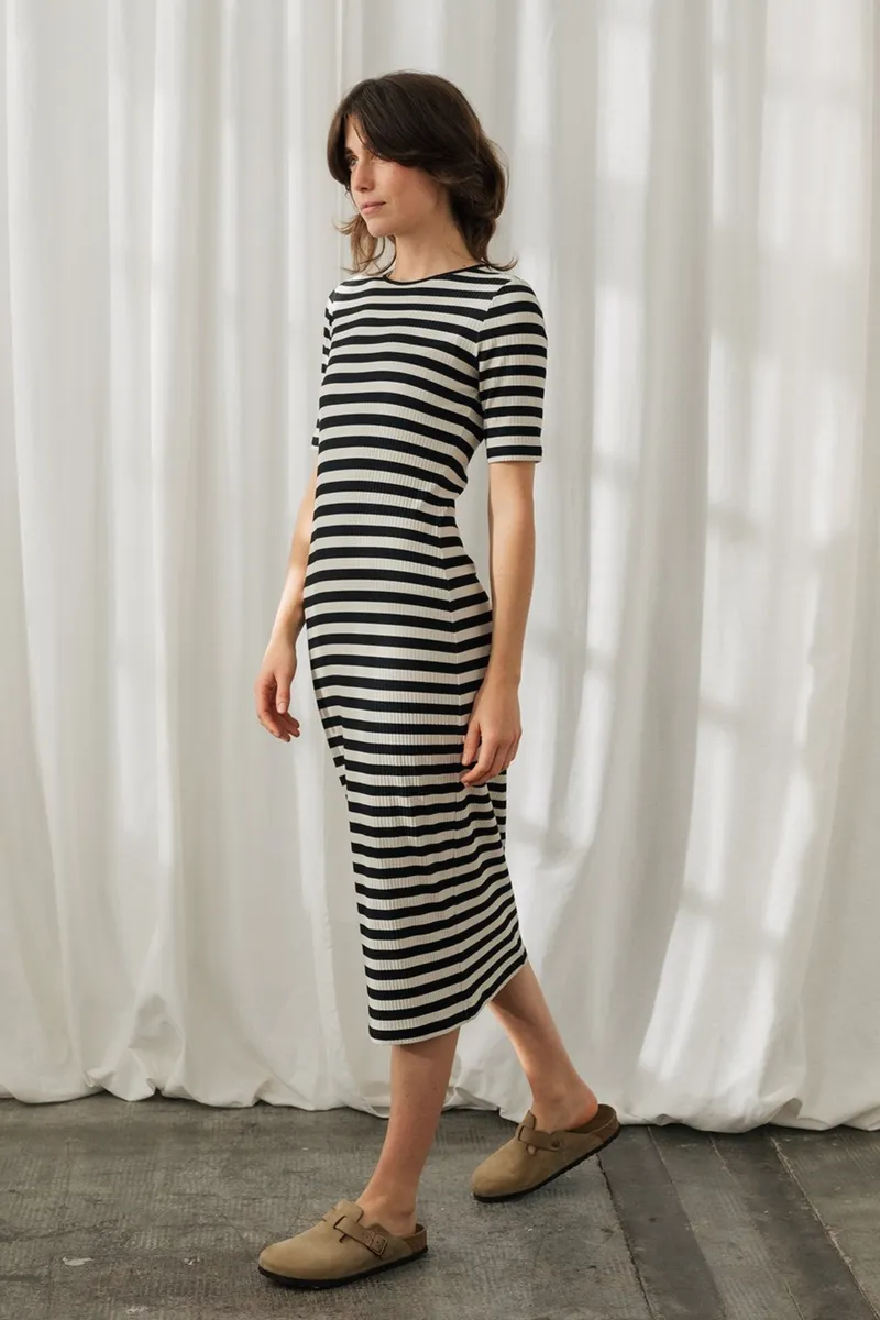 TWOTHIRDS TWOTHIRDS Damen vegan Kleid Cobh Black Stripes, Schwarz, – Produktbild 1 von 2