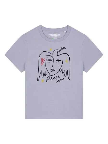 watapparel watapparel T-Shirt Frauen Peace Love, Lavender, – Produktbild 2 von 4