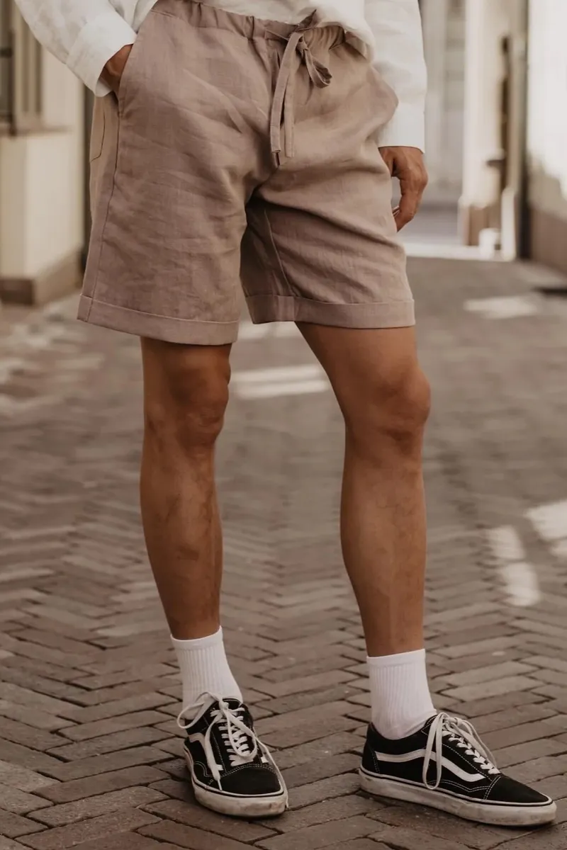 AmourLinen AmourLinen Herren vegan Shorts Ares Rosy Brown, Hellbraun, – Produktbild 2 von 2