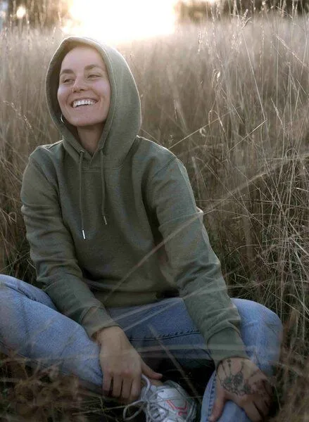 Kultgut Kultgut Vegan Kapuzenpullover aus Biobaumwolle & Upcycling, Naturgrünmeliert, – Produktbild 1 von 4