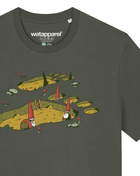 watapparel watapparel T-Shirt Unisex Gnome Footprint, Khaki, – Produktbild 3 von 3