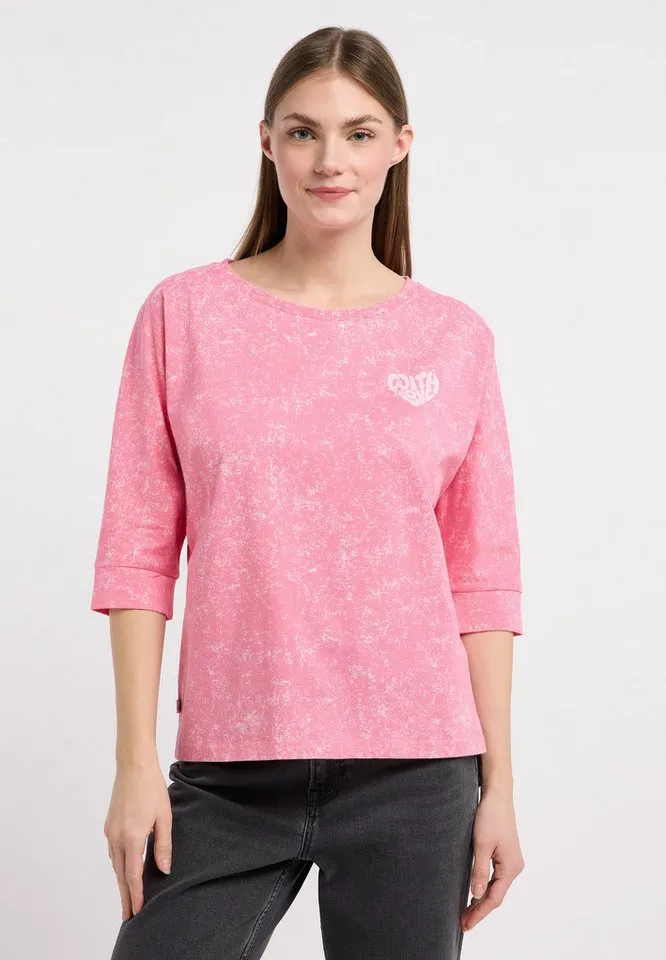ragwear ragwear 3/4-Arm-Shirt SHIMONA PRINT Bequemer Fit mit Herz-Print und ausgewaschener Optik, Rosa, – Produktbild 2 von 5