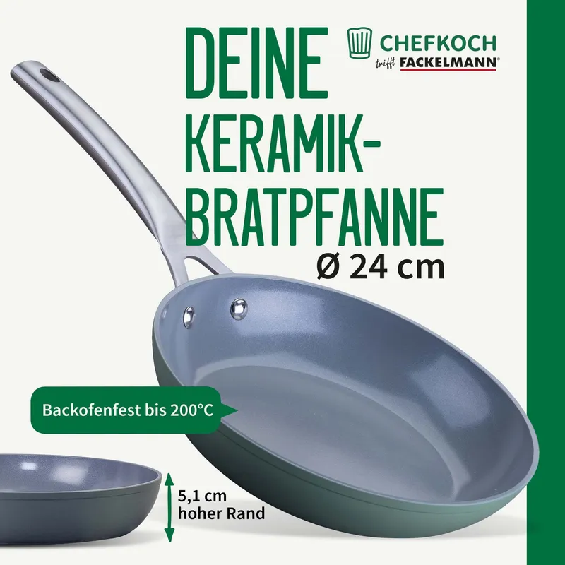 Chefkoch trifft Fackelmann Chefkoch trifft Fackelmann Bratpfanne Stuttgart, keramische Antihaft-Beschichtung, Ø24cm – Produktbild 3 von 3