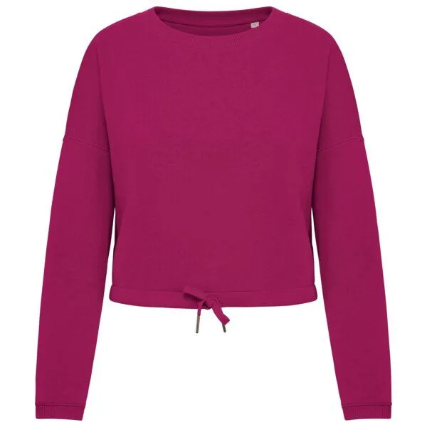 Greenspired Greenspired Umweltfreundliches cropped Oversize Damen Sweatshirt mit Rundhalsausschnitt 280g/m² XS- XL, Lila, – Produktbild 1 von 3