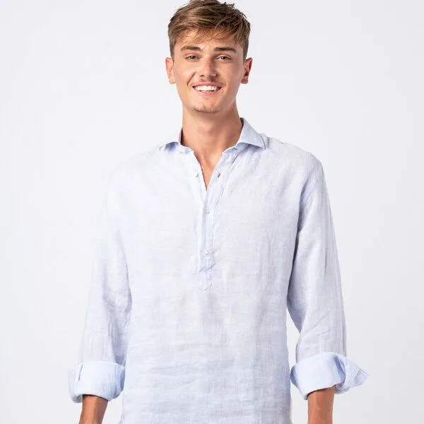 Panareha Panareha SAMUI Gestreiftes Leinen Popover Hemd, Blau, – Produktbild 1 von 4