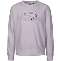 HANDGEDRUCKT HANDGEDRUCKT "Loading" Unisex Sweatshirt aus reiner Biobaumwolle (kbA), Dustypurple, – Produktbild 1 von 1