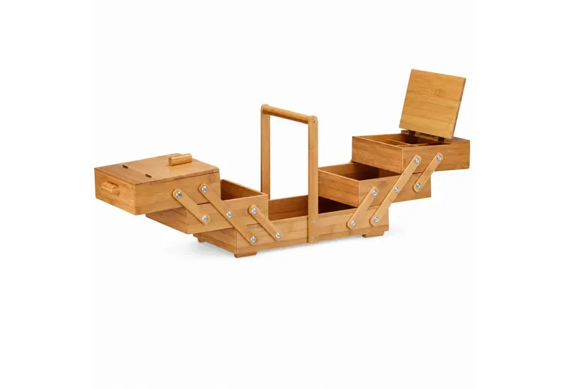 RELAXDAYS RELAXDAYS Nähkästchen Bambus XXL viele Fächer (1 St), Braun, – Produktbild 5 von 5