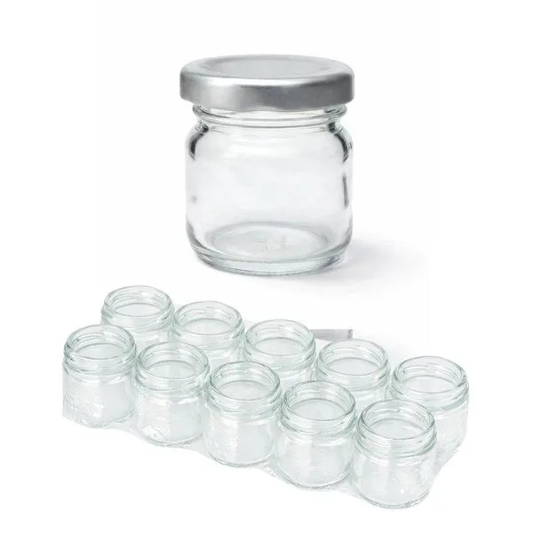 mikken mikken 10 kleine Einmachgläser 40 ml mit Schraubdeckel, Silber, – Produktbild 1 von 4