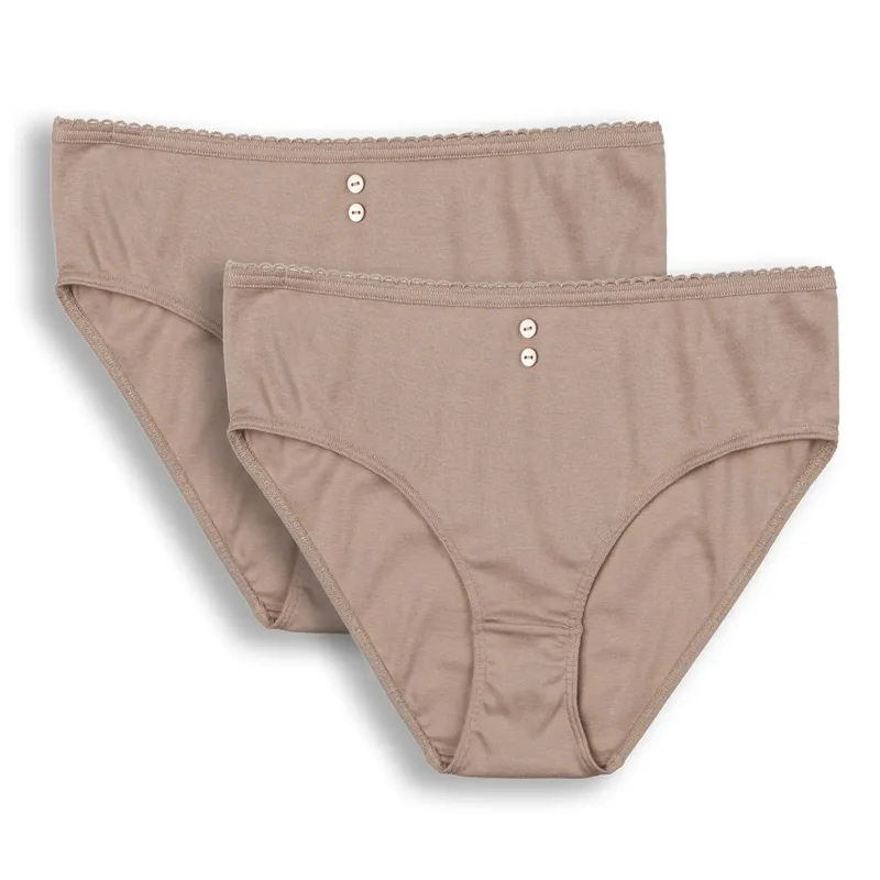 Living Crafts Living Crafts - Damen Slip, 2er-Pack (100% Bio-Baumwolle), Braun, – Produktbild 1 von 3