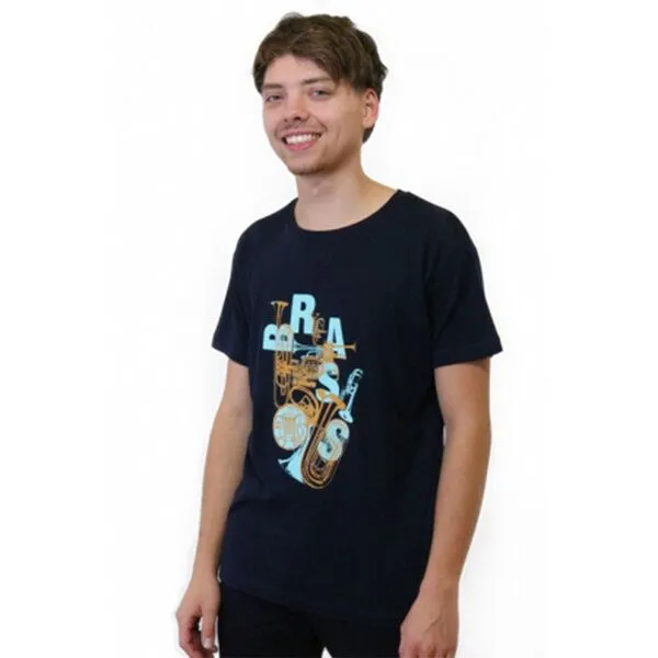 Spangeltangel Spangeltangel T-Shirt Brass, Bio-Baumwolle, Herren, Blasinstrumente, Blau, – Produktbild 1 von 3