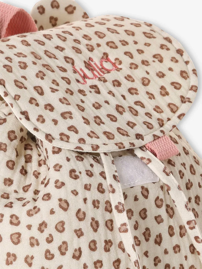 Vertbaudet Kinder Kita-Rucksack aus Musselin mit Ohren leo, Hellbeige leo, – Produktbild 2 von 4