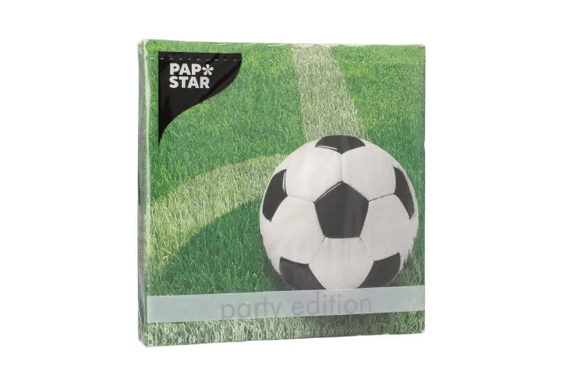 PAPSTAR PAPSTAR Papierserviette, Servietten Papier 33x33cm 3-lagig mit Fußball Motiv 20 Stück Grün, Grün|schwarz, – Produktbild 2 von 3