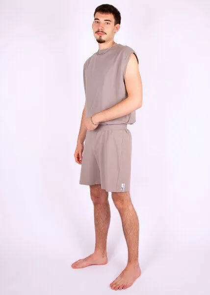 ÆVRIL ÆVRIL Unisex Kurze Shorts // Dolphin Grey // Bio-Baumwolle – Produktbild 2 von 4