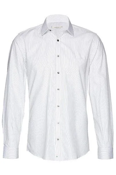 Wunderwerk Wunderwerk Herrenhemd aus Bio-Baumwolle "Metro shirt slim stripe male", Weiß (white with grey 13), – Produktbild 2 von 4