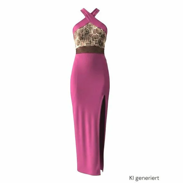 körber mode körber mode Maxikleid Bio Jersey mit Mesh-Einsatz und langem Schlitz, Mesh-einsatz in schwarz, – Produktbild 2 von 3