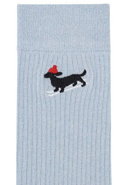 MELA MELA Gerippte Socken Stickerei 1 Paar aus 100% Bio-Baumwolle, Cloudy blue / dog ski, – Produktbild 3 von 3
