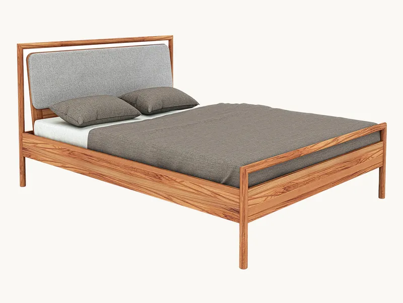 allnatura allnatura Massivholzbett "Serea" - Schnäppchen 2127-03082 | Kernbuche geölt | 90x200 cm | Polster mit Leinenbezug, Kernbuche geölt, – Produktbild 1 von 2