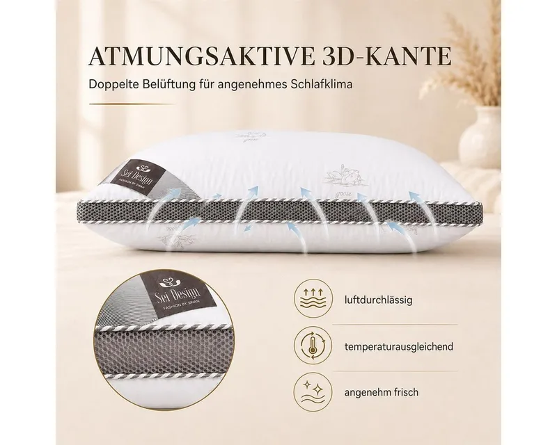 SEI Design Microfaserbettdecke SWAN Winter SET 6-tlg 2x Decken135x200 + 2x 3D Kissen 80x80 + 2x 40x80, Füllung: Mikrofaser daunenähnliches Gefühl, Bezug: 100% Polyester, 40x80, Weiß, – Produktbild 5 von 5