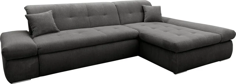 DOMO collection Ecksofa MORIC 300x172 cm, XXL-Sofa mit viel Platz, L-Form, auch in Cord, wahlweise mit Bettfunktion und Armteilverstellung, Cord, Grau, – Produktbild 7 von 8