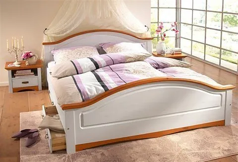 OTTO home Massivholzbett Konrad, hohe Belastbarkeit! FSC® zertifiziertes Massivholz (Breite/Belastbarkeit 180cm/220 KG, 140cm/180 KG), aus massivem Kiefernholz, FSC®-zertifiziert, INKLUSIVE Rollrost, Weiß, – Produktbild 6 von 8