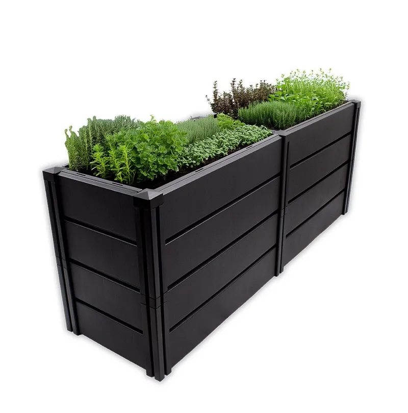 KHW KHW Hochbeet Demeter XL - schmal, MADE IN GERMANY BxTxH: 158x44x61 cm, Schwarz, – Produktbild 2 von 5