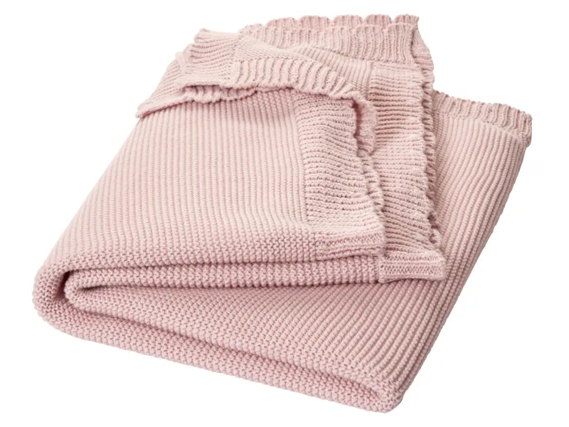HANS NATUR Babydecke Bio-Baumwolle Wellenkante altrosa Maße 80 x 100 cm, Rosa, – Produktbild 1 von 2