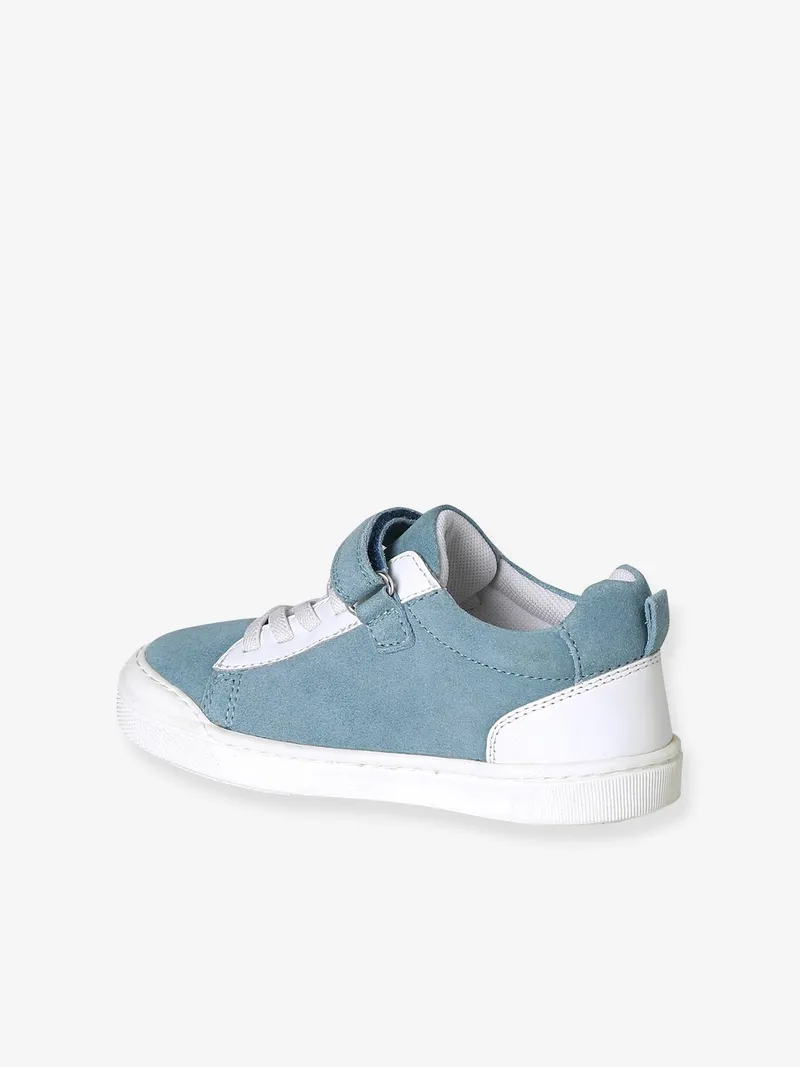 Vertbaudet Jungen Klett-Sneakers aus Leder mit elastischer Schnürung, Set blau, – Produktbild 3 von 4