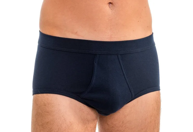 HERMKO Slip Briefs mit Eingriff,Bio-Baumwolle, breiter Weichbund, körpernah, große Größen, Blau, – Produktbild 1 von 5