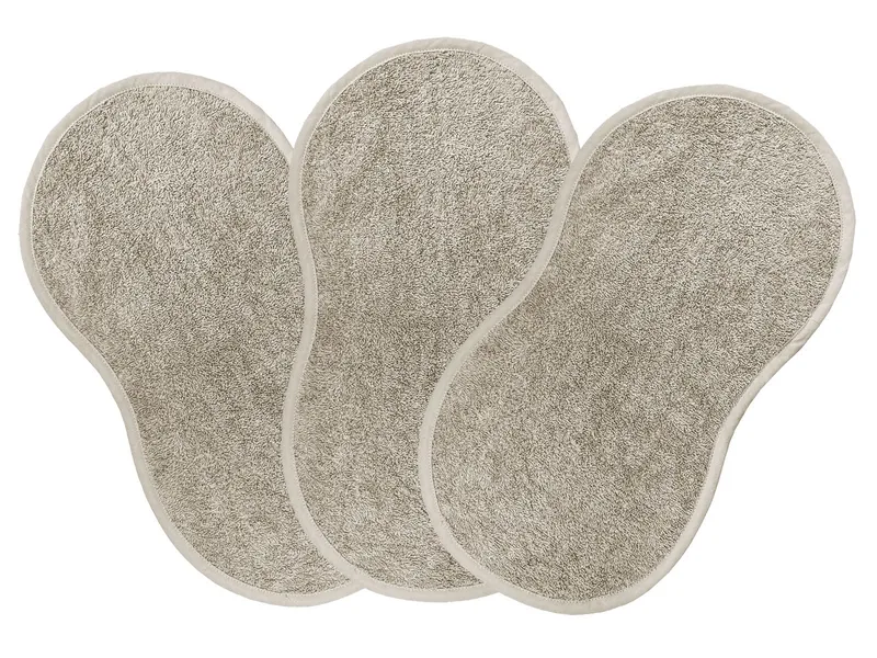 HANS NATUR Spucktuch für die Schulter Bio-Baumwolle Frottee 3er Set taupe Maße 43 x 22 cm, Grau, braun, – Produktbild 1 von 2